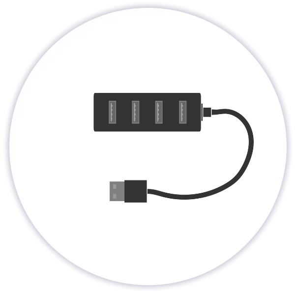 usb hub in grey circle